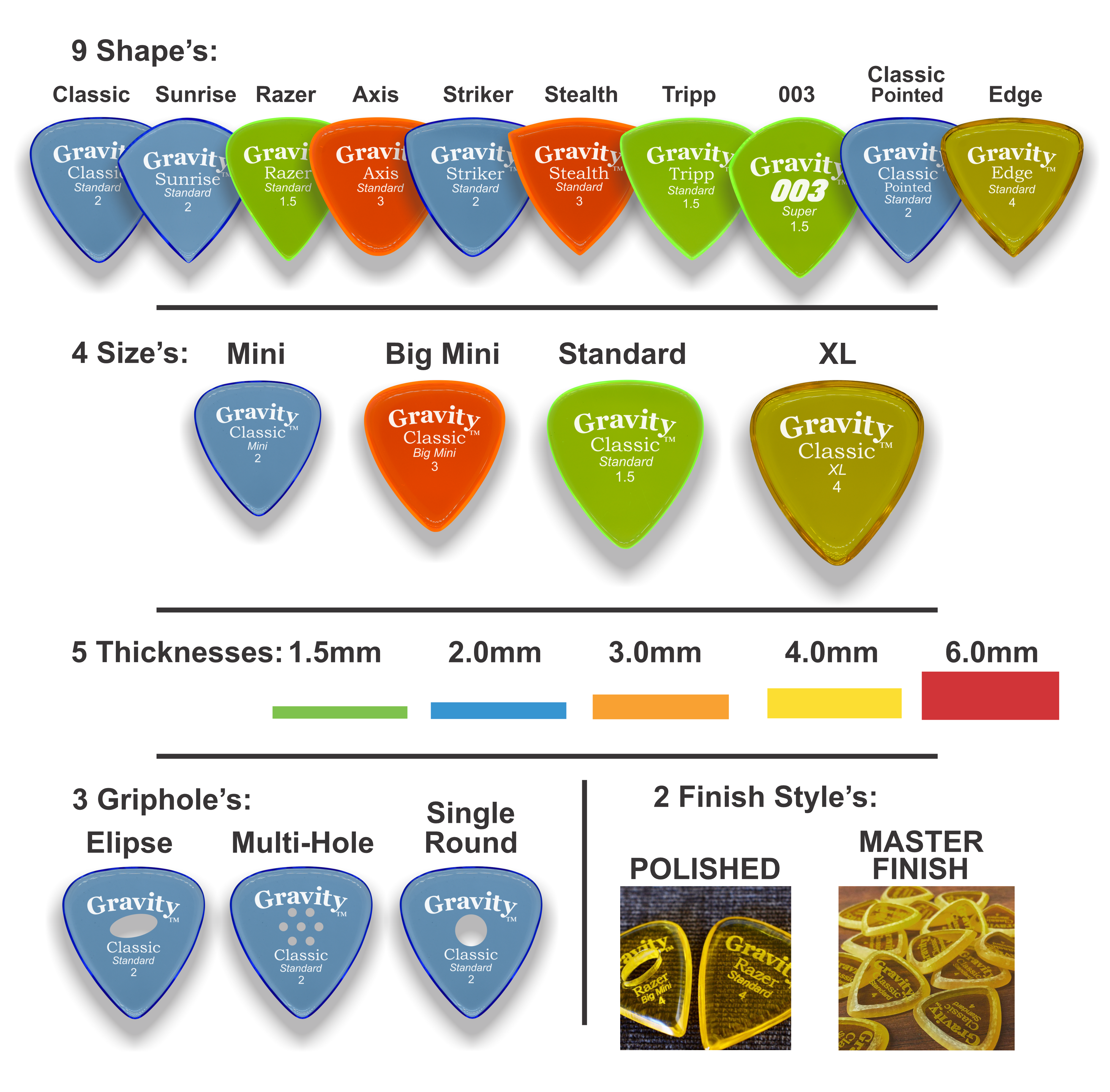 Acrylic Picks Standard Multi